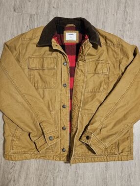 Old Navy Men's XL Flannel Lined Heavy Cotton Mustard Brown Barn Jacket